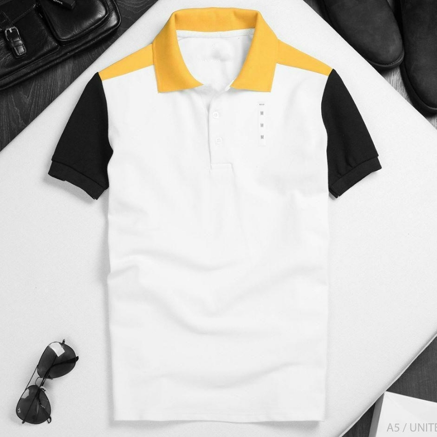 [HCM]Áo thun nam ngắn tay phối màu vai boa cổ vàng Thời trang PONIVA BRANCH Chất vải mềm mịnthoáng mát tạo cảm giác dễ chịu cho người mặc