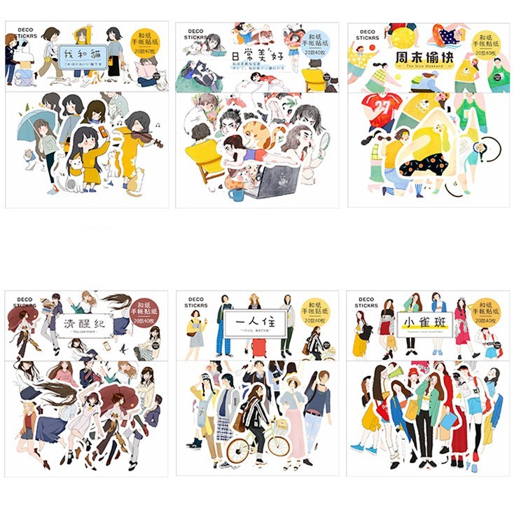 [HCM]40 sticker cổ điển trang trí dễ thương (Hàng có sẵn)
