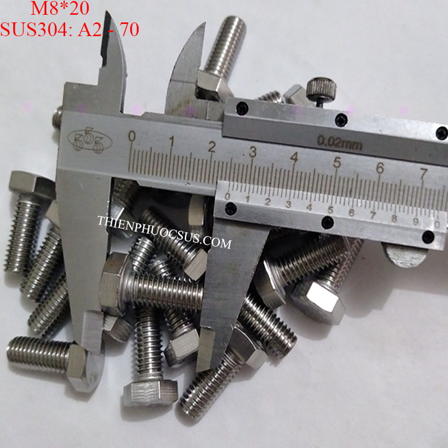 Bulong M8*20. DIN 933, SUS304 (10 cái)