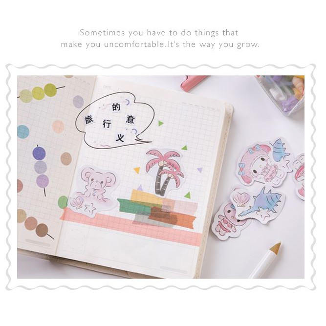 Bộ 46 Sticker Hàn Quốc hình Thỏ Xinh dán trang trí E23