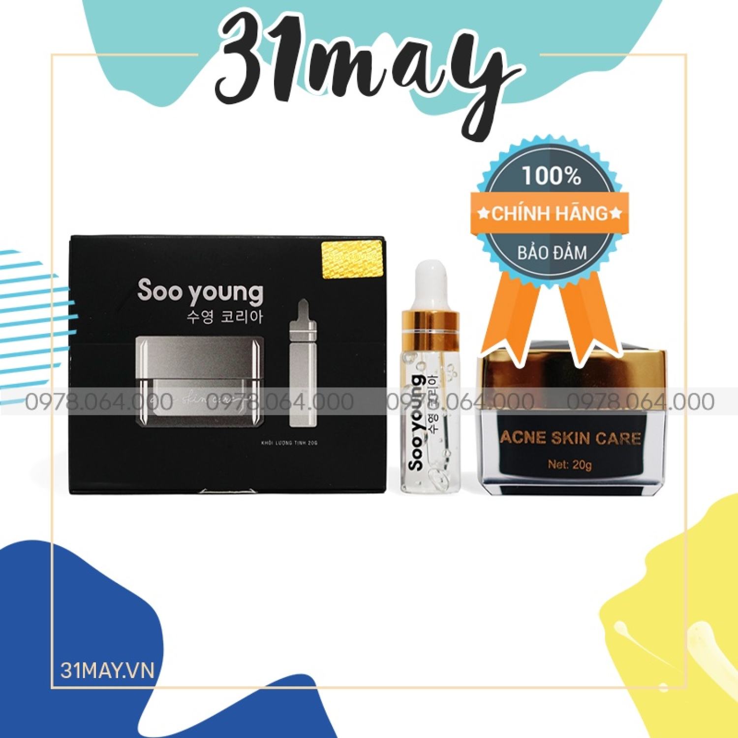 Combo kem face giảm mụn và serum mun soo young chính hãng
