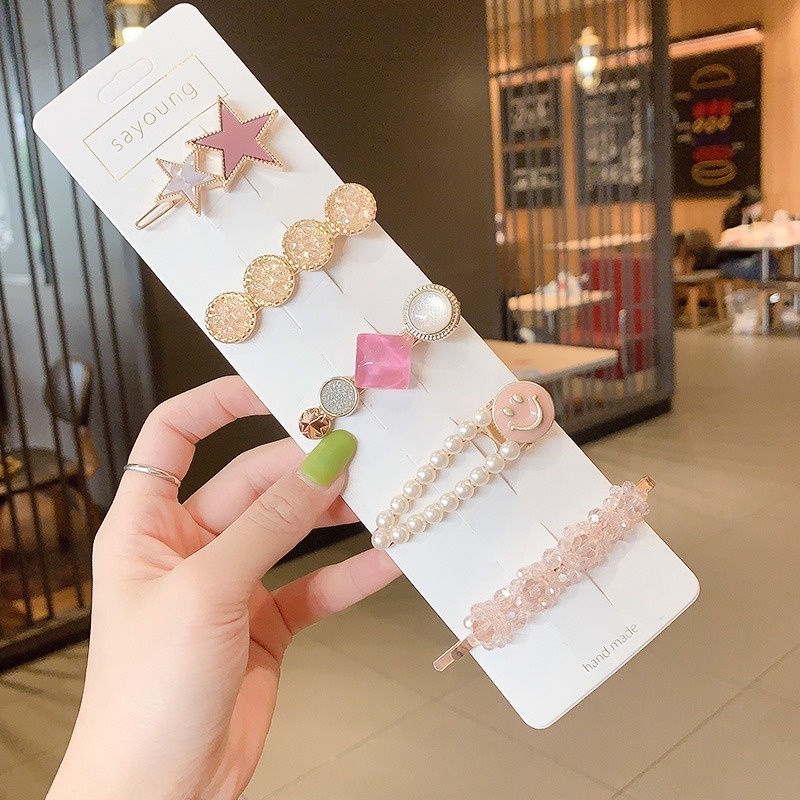 Set kẹp tóc hình ngôi sao đính đá lấp lánh