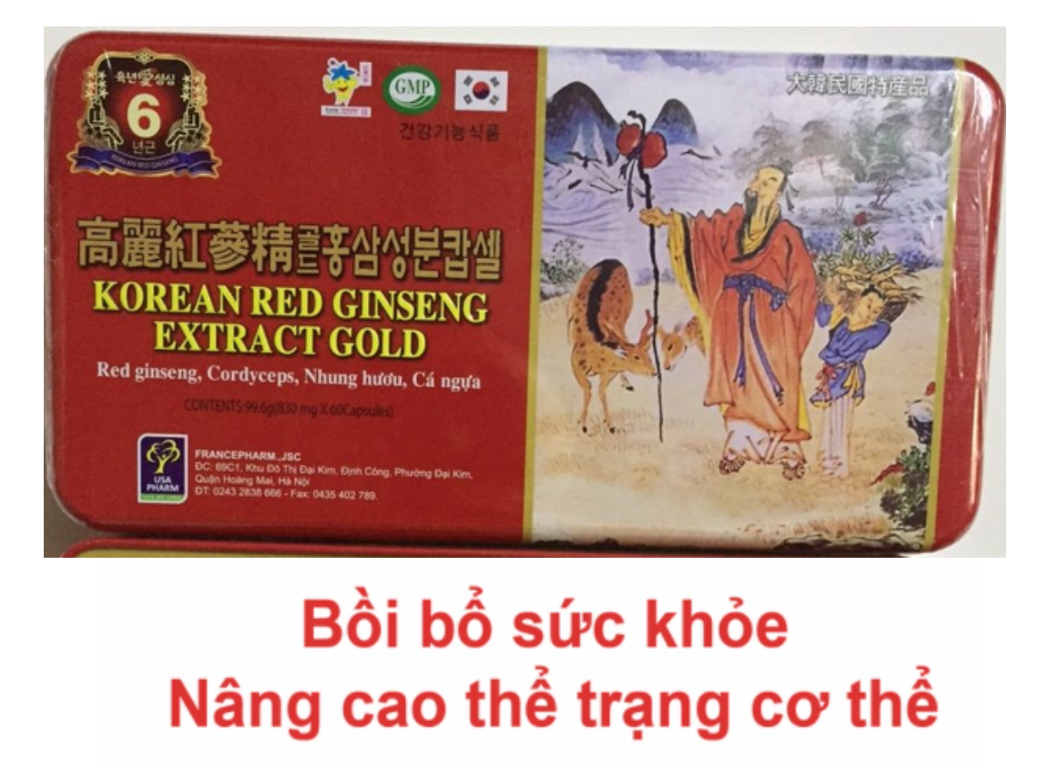 VIÊN UỐNG HỒNG SÂM KOREA RED GINSENG EXTRACT GOLD BỒI BỔ SỨC KHOẺ  HỘP 60V