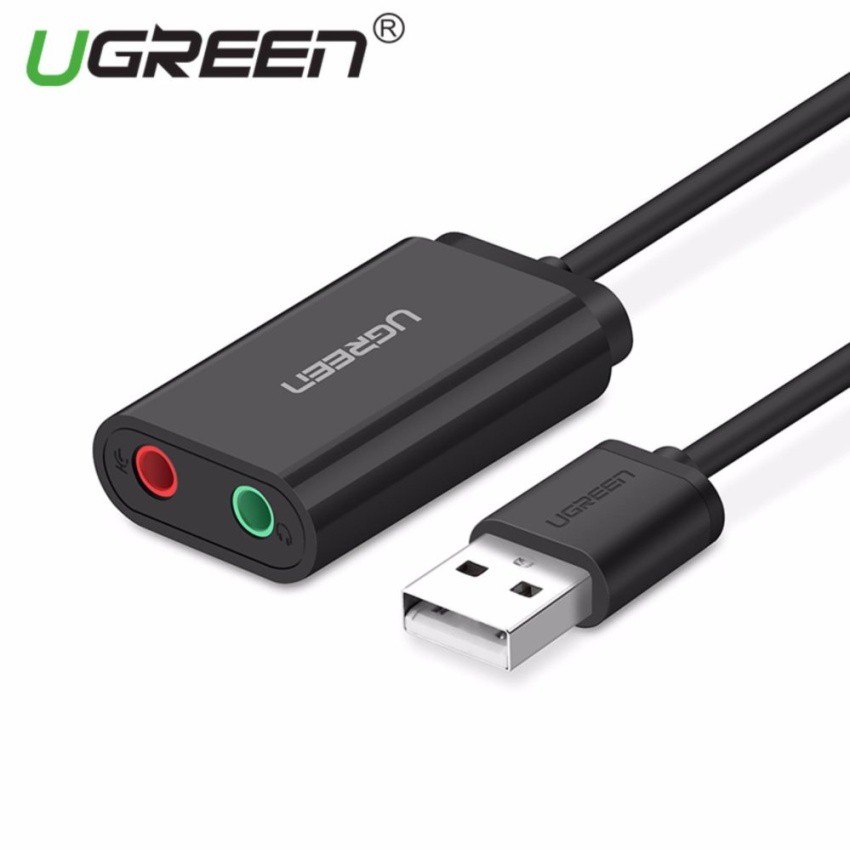 Usb sound - card sound ugreen 30724 - cáp chuyển usb ra 2 cổng mic và tai nghe không cần driver