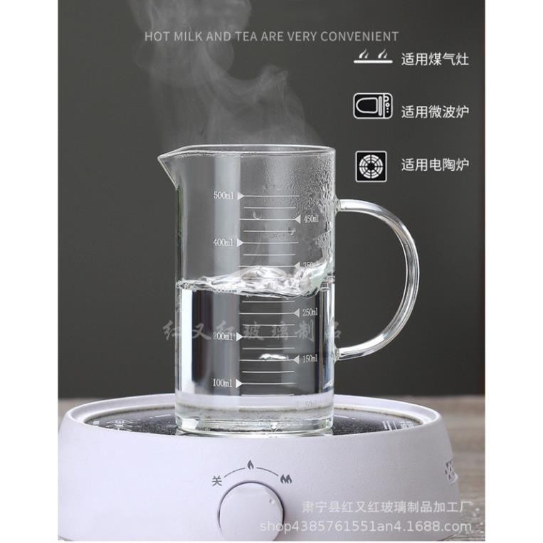 (HÀNG ĐẸP) ca đong sữa thuỷ tinh chia vạch