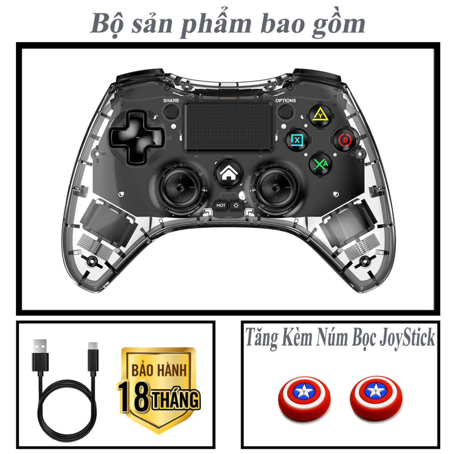 Tay cầm chơi game, máy chơi game P05 không dây kết nối bluetooth, có đèn led, hộ trợ Gyro xoay 360 độ, pin 1000 mAh, sơ đồ phím chuẩn