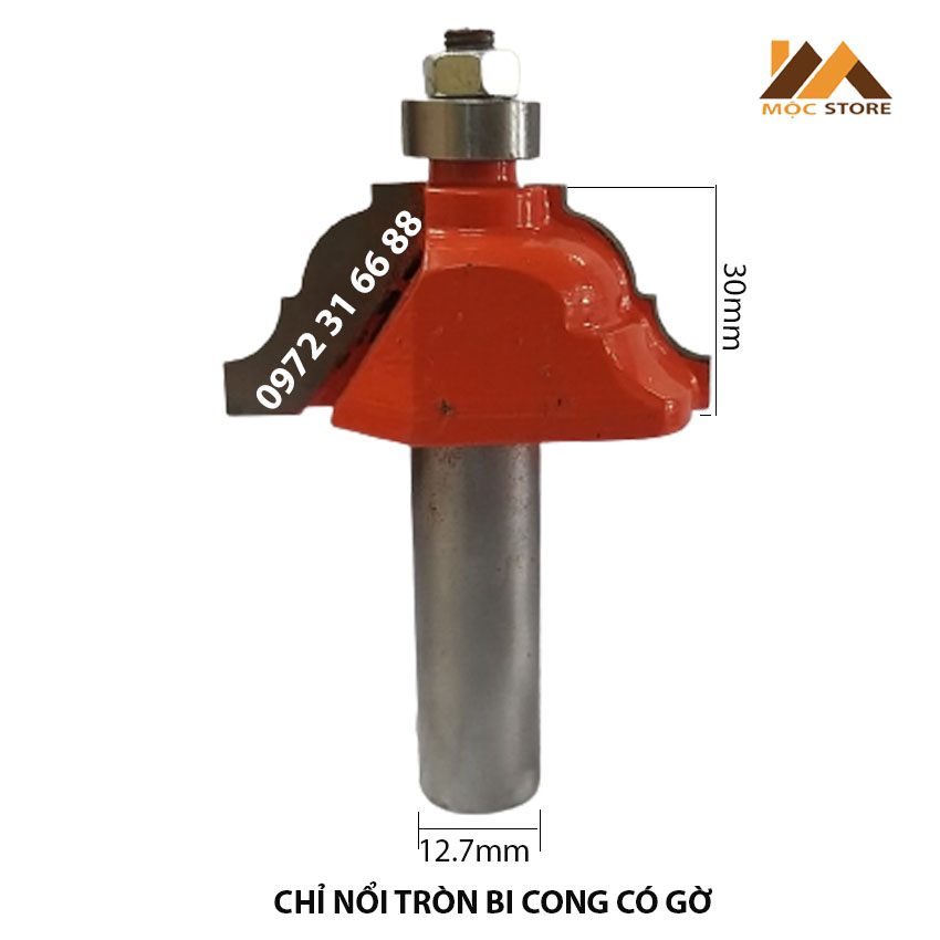 Mũi phay gỗ - mũi soi gỗ chỉ nổi tròn bi cong có gờ - phụ kiện dụng cụ ngành mộc