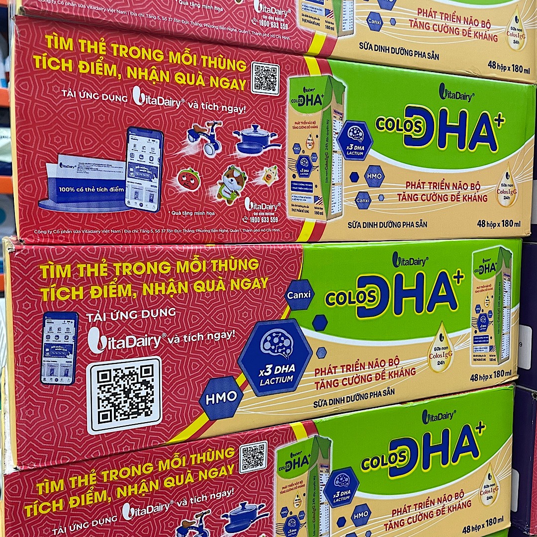 (Tặng 4 Hộp STC, Có Thẻ Cào QR) Thùng 48 Hộp Sữa Bột Pha Sẵn Colos DHA+  110ml/ 180ml (BIBISTORE)