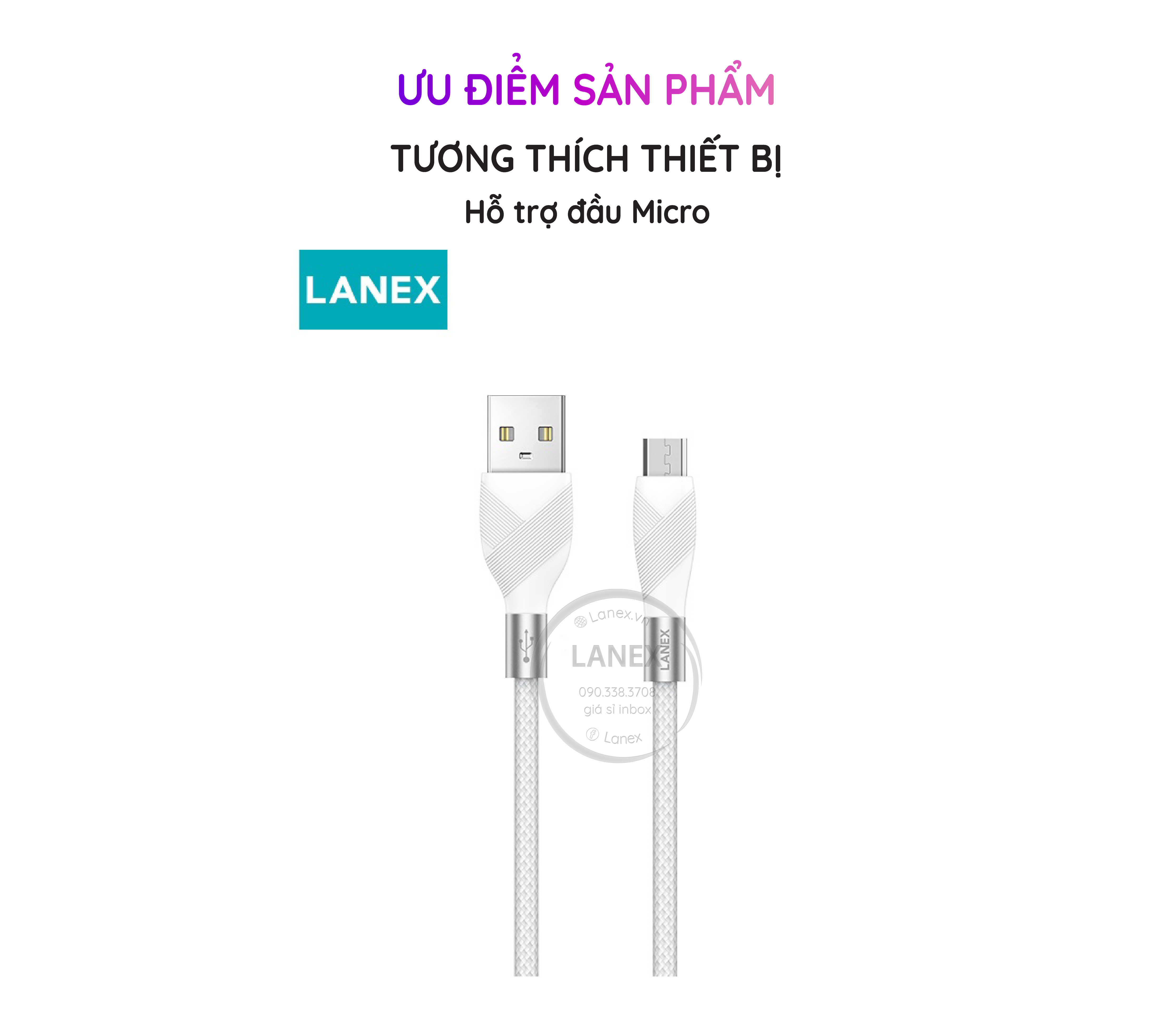 Cáp Sạc Nhanh Lanex Ls29m Dây Dù Micro 5.0a Dài 1.0m