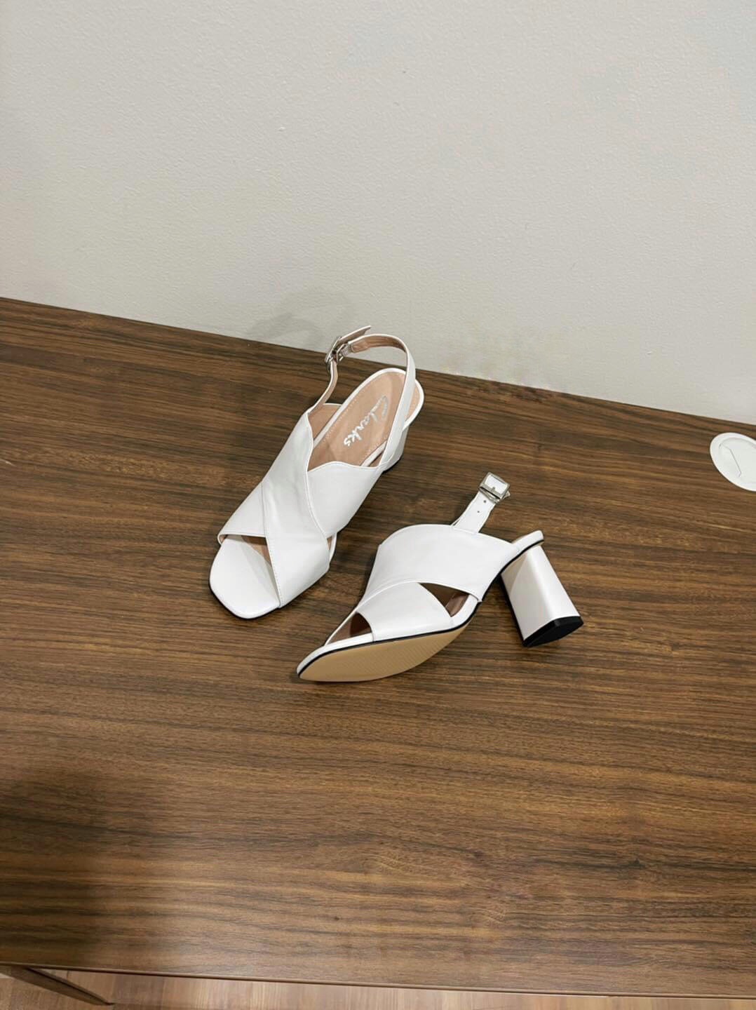 Sandal Nữ Da Thật Gót Trụ Cao 7cm
