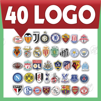 Combo 40 sticker logo CLB BÓNG ĐÁ nổi tiếng Manchester United Real Madrid Barcelona Chelsea Arsenal Liverpool FC