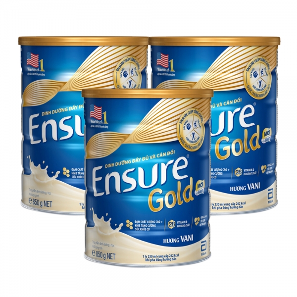 Sữa bột Abbott Ensure gold vani, ít ngọt, lúa mạch 850g
