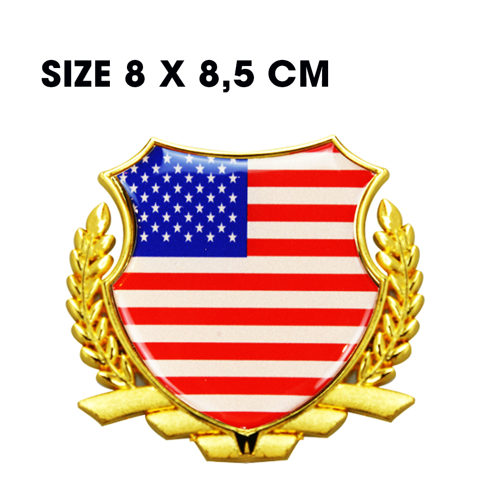 Tem dán xe máy - ô tô , lá cờ logo VƯƠNG MIỆN VN - MỸ -ĐỨC , chất liệu bằng kim loại nhôm độc đáo bền đẹp,có video sản phẩm