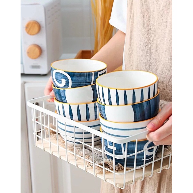 Bát sứ ăn cơm, chén bát ăn chè đế vuông phong cách Nhật Bản cao cấp