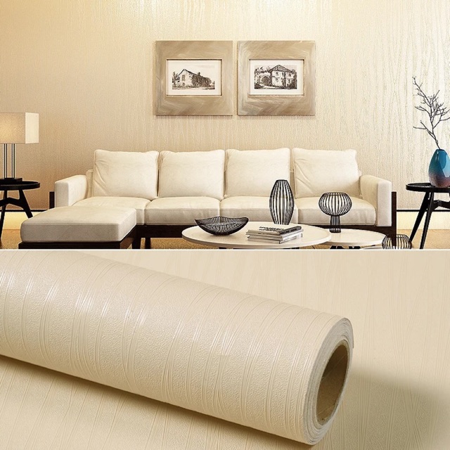 Giấy dán tường đường chỉ nổi keo sẵn khổ lớn 60 cmx10M