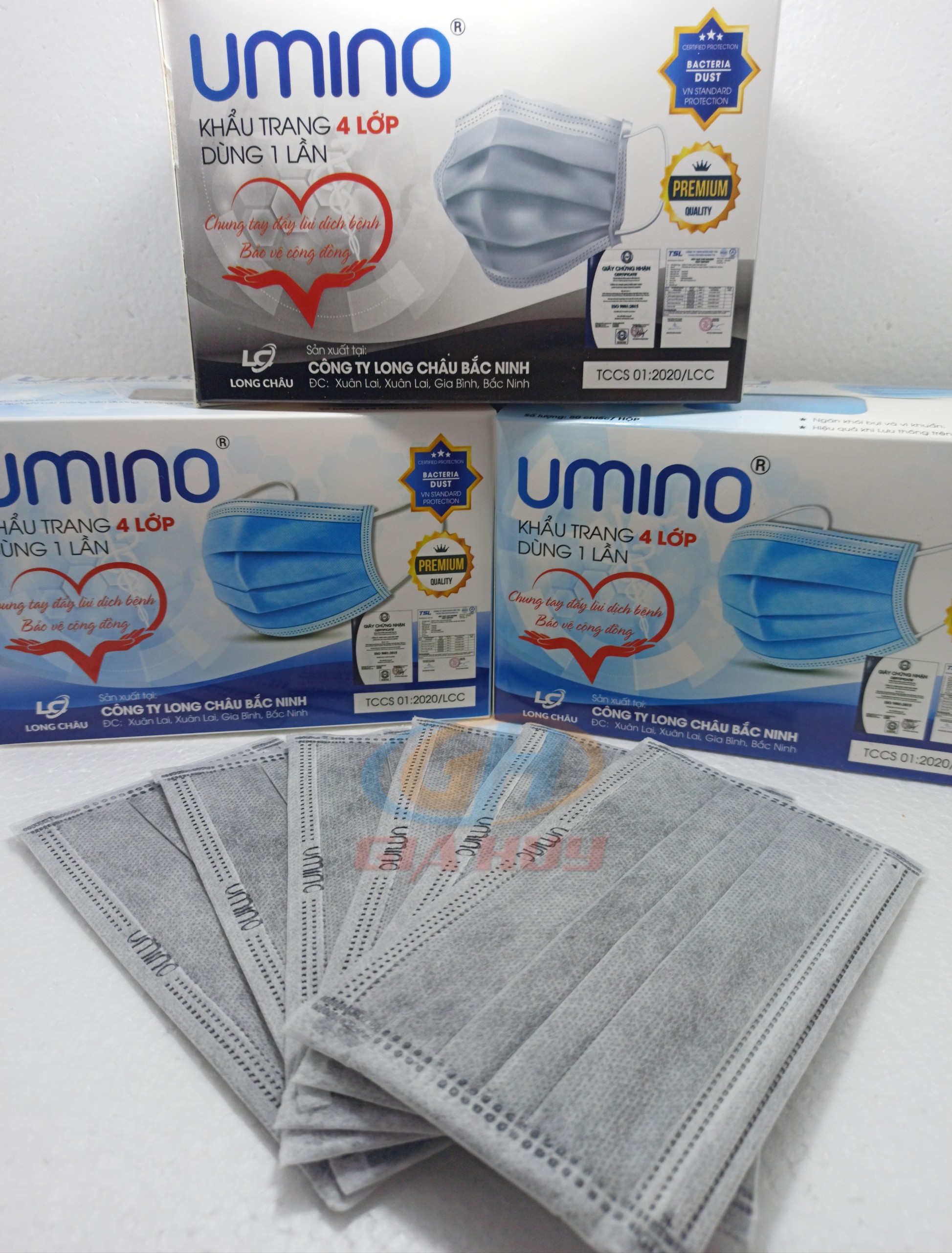 (Màu Xám) Hộp 50 Chiếc Khẩu Trang 4 Lớp Chuẩn Hiệu AMI