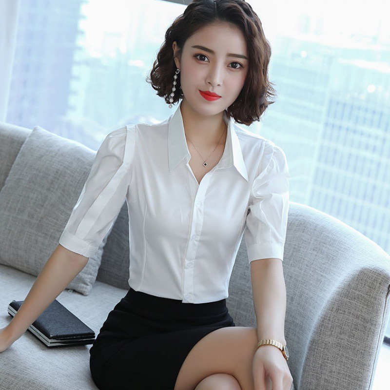 ÁO SƠ MI CÔNG SỞ NỮ TAY VIỀN KIỂU