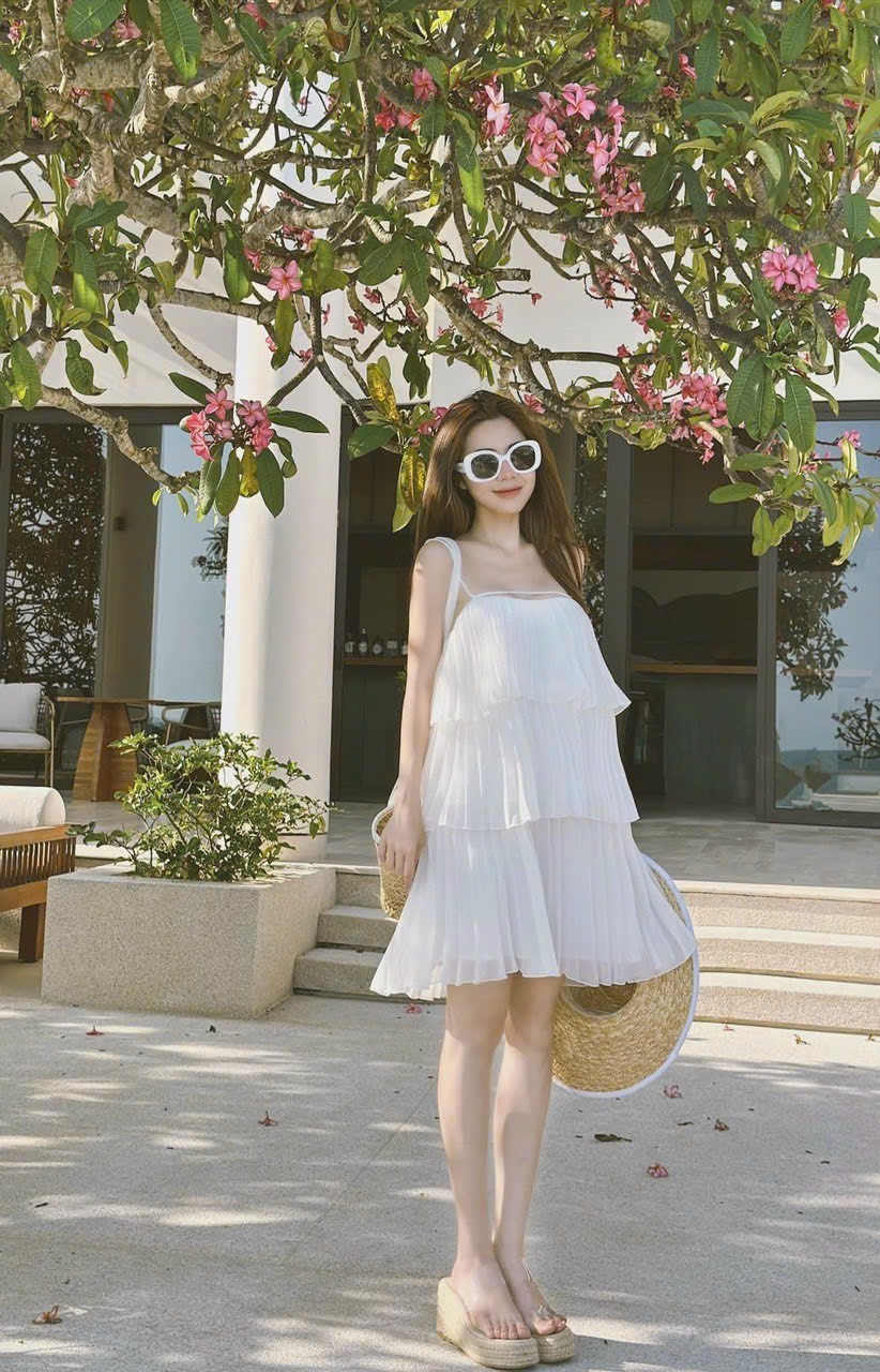 Đầm voan tầng dập ly 2 dây siêu dễ thương