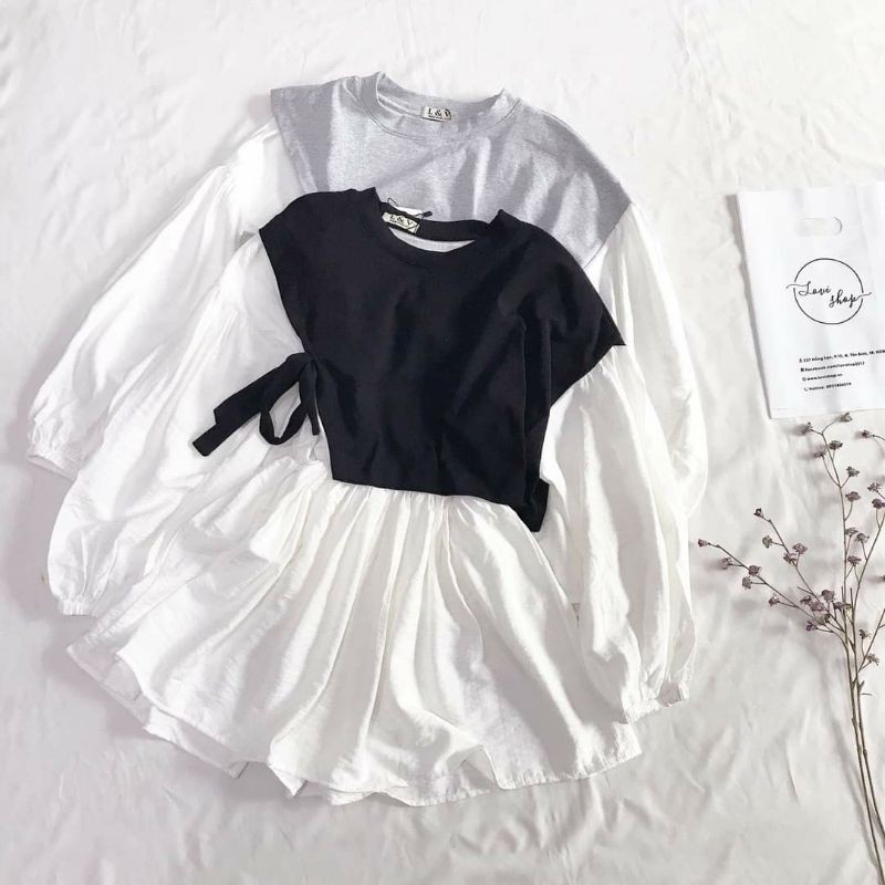 Áo kiểu phối baby doll