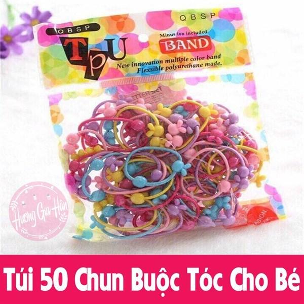 Túi 50 dây chun buộc tóc màu sắc dễ thương cho bé gái ( nhiều màu )