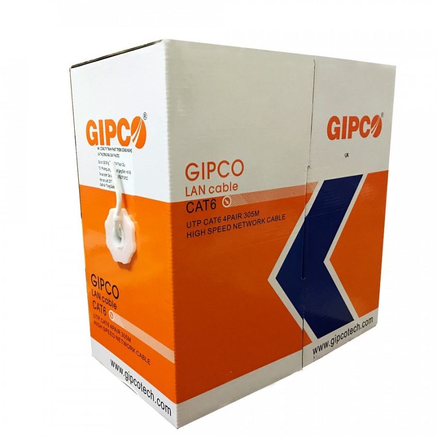 ✅ Dây mạng Cat6 Hàng Chuẩn Chính Hãng GIPCO bấm sẵn 2 đầu LAN, internet ( 70m 80m 90m 100m )