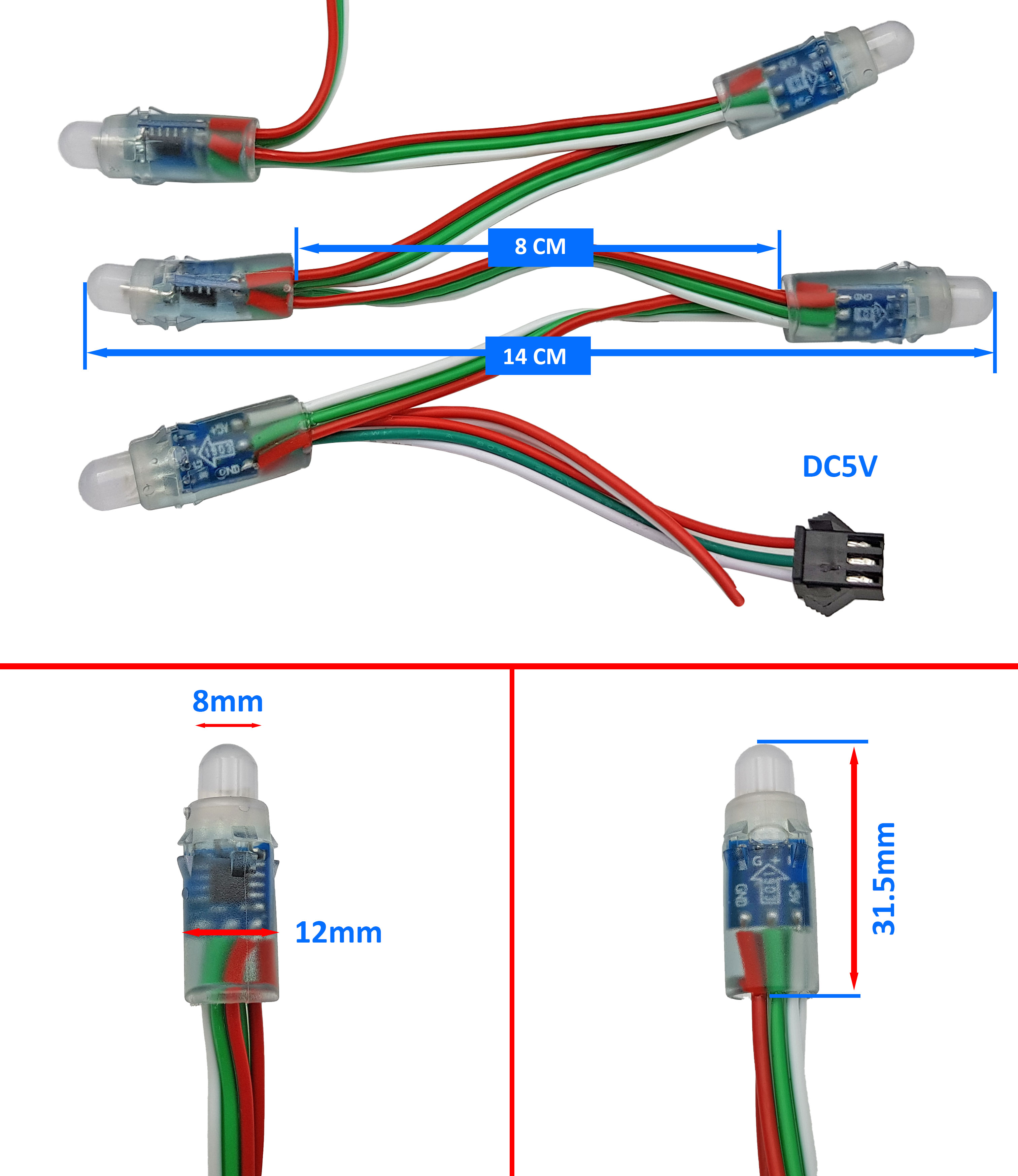 Dây led 50 bóng full color 1903 5VDC
