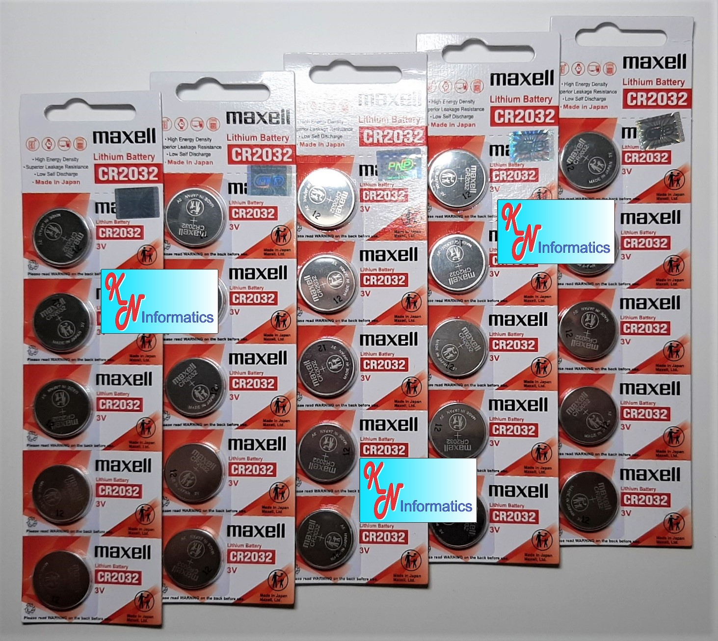 5 PCs CR2032 Maxell battery pack- (1 pc with 5 tablets)-authentic-made in Japan.