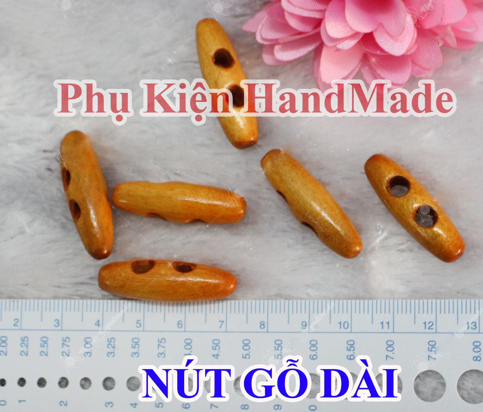 Wooden Buttons 3cm Long for Handmade Items