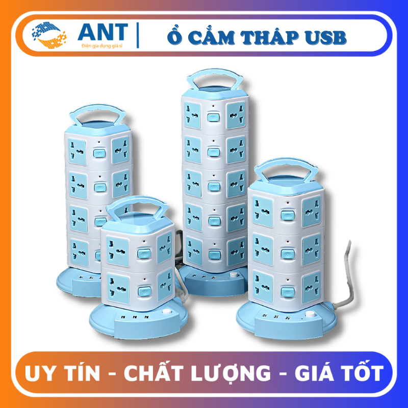 Ổ cắm tháp đa năng 2 tầng, 3 tầng, 4 tầng dây dài 1m7~2m