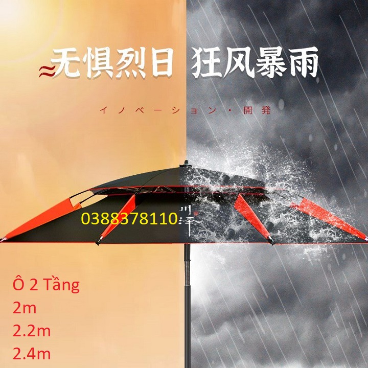 Ô Dù Câu Cá 2 Tầng Màu Đen Cao Câp