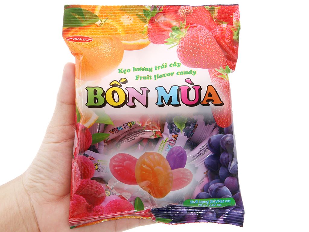 Kẹo Bốn Mùa, Tứ Quý (gói 70g) - Bibica