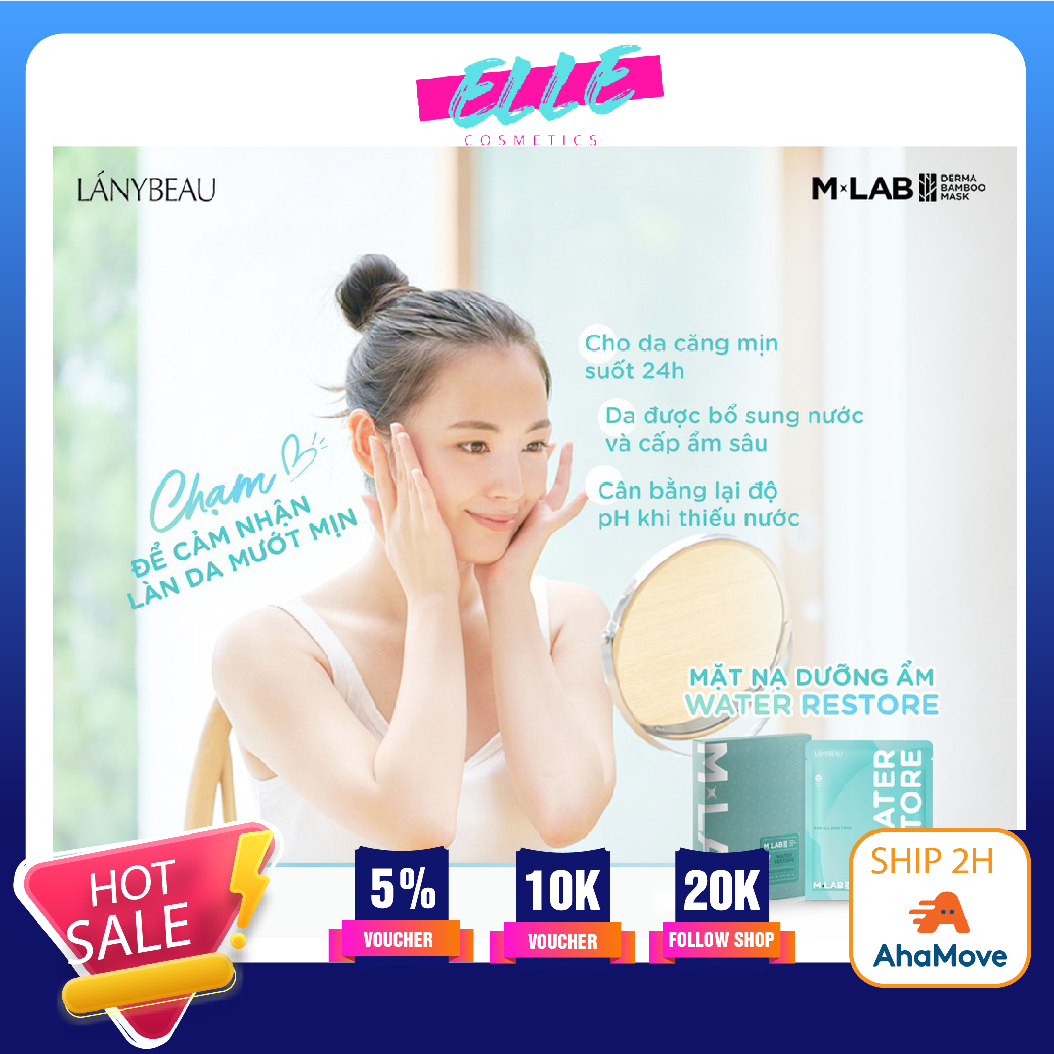 Mặt nạ sợi tre cấp ẩm dưỡng trắng da sáng da MLAB