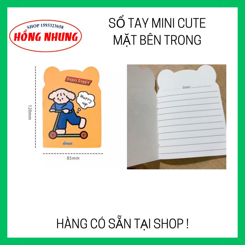 Sổ tay mini gấu, mèo, hoa cute dễ thương.