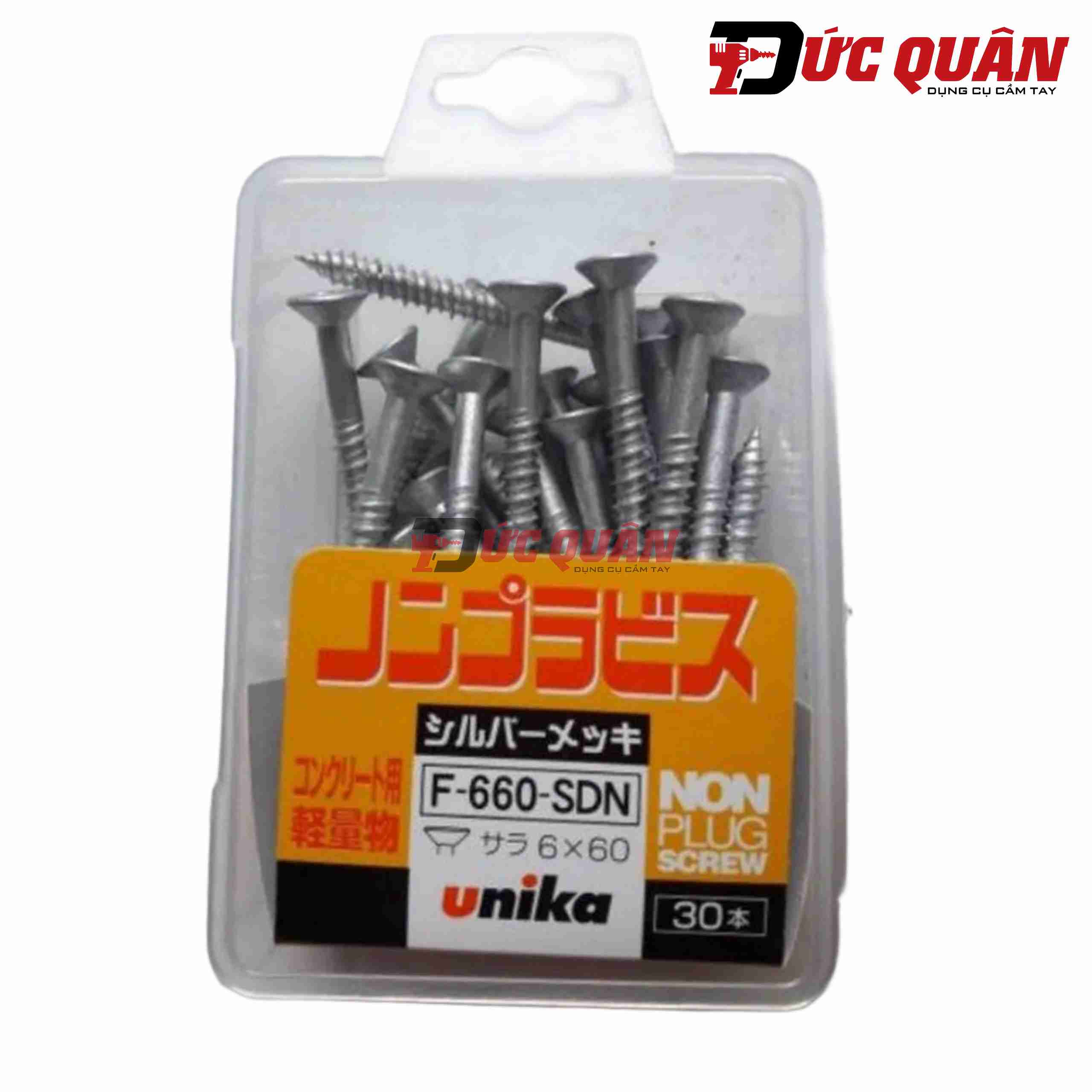 Ốc vít bắt tường, bê tông ( không cần dùng tắc kê, đầu bằng Unika F