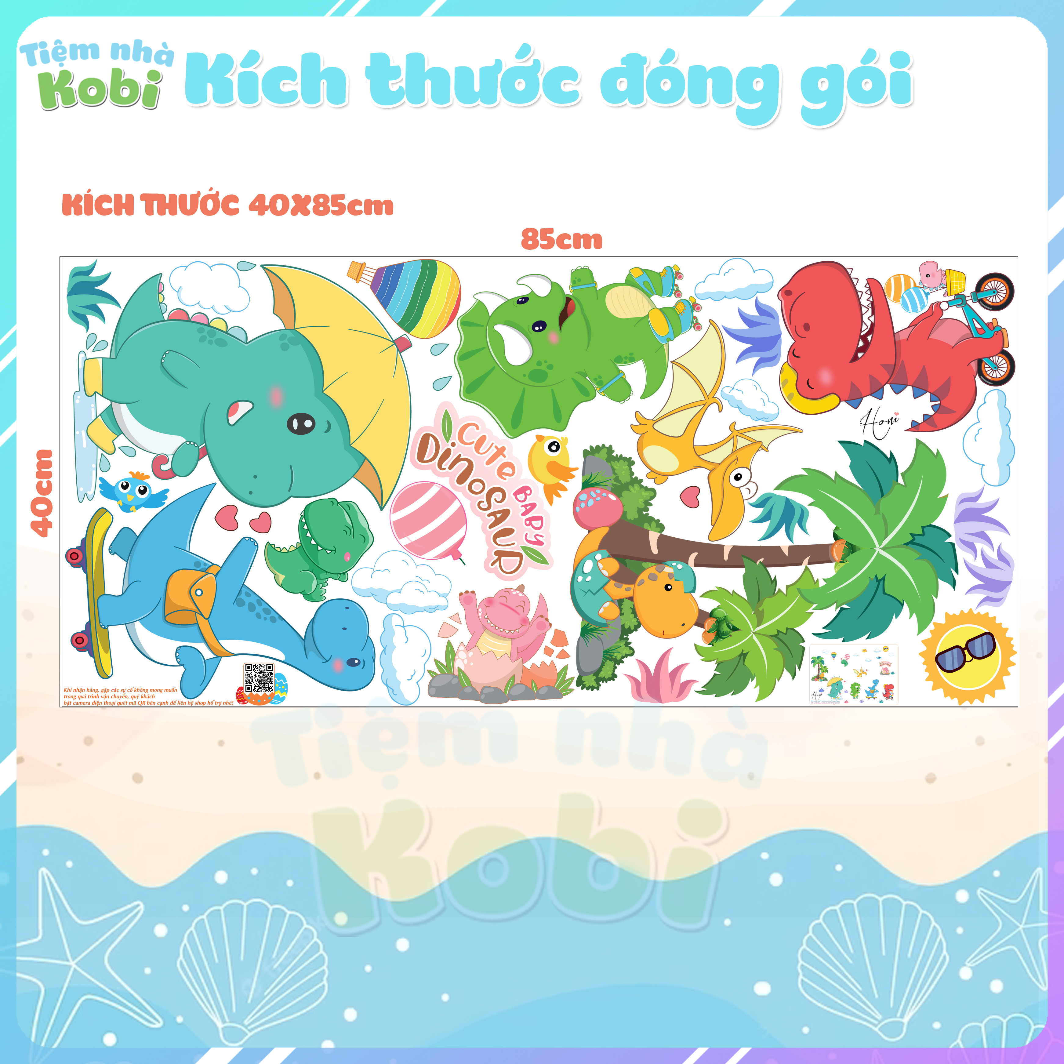 Decal Dán Tường Cho Bé - Tranh Dán Tường Khủng Long Dino
