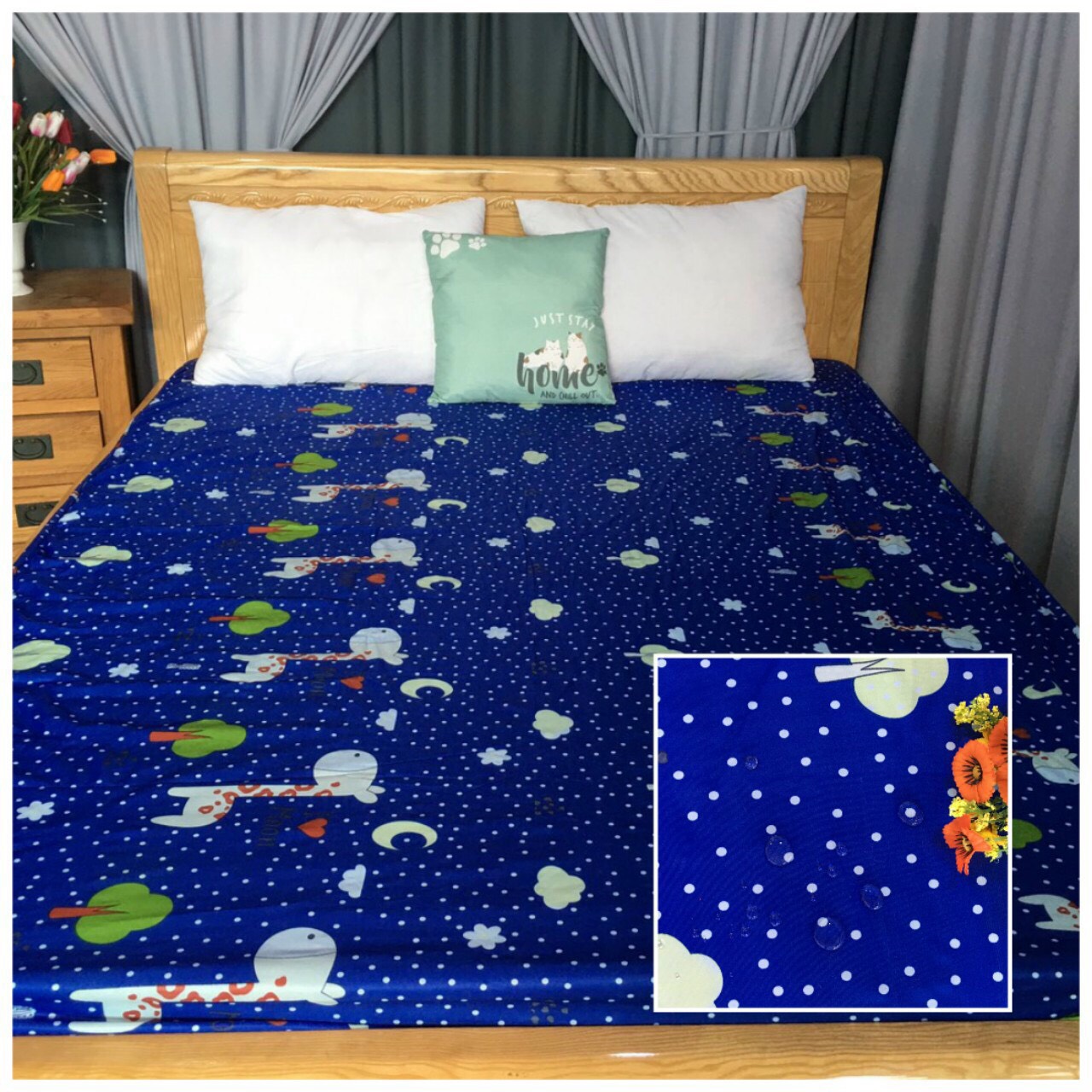 Drap chống thấm cao cấp 1m2x2m, (nệm cao dưới 15cm)