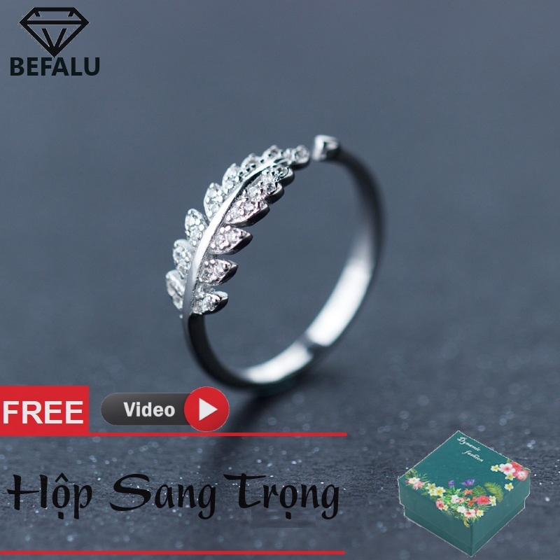 Nhẫn Nữ Dễ Thương Bạc 925 Lá Nguyệt Quế Kiểu Hàn Quốc N34 Freesize- BEFALU