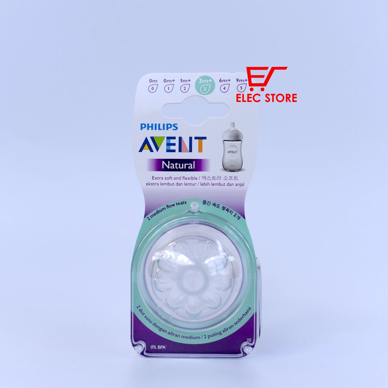 Núm ti Philips AVENT Natural số 3 [Cho bé từ 3 tháng+]