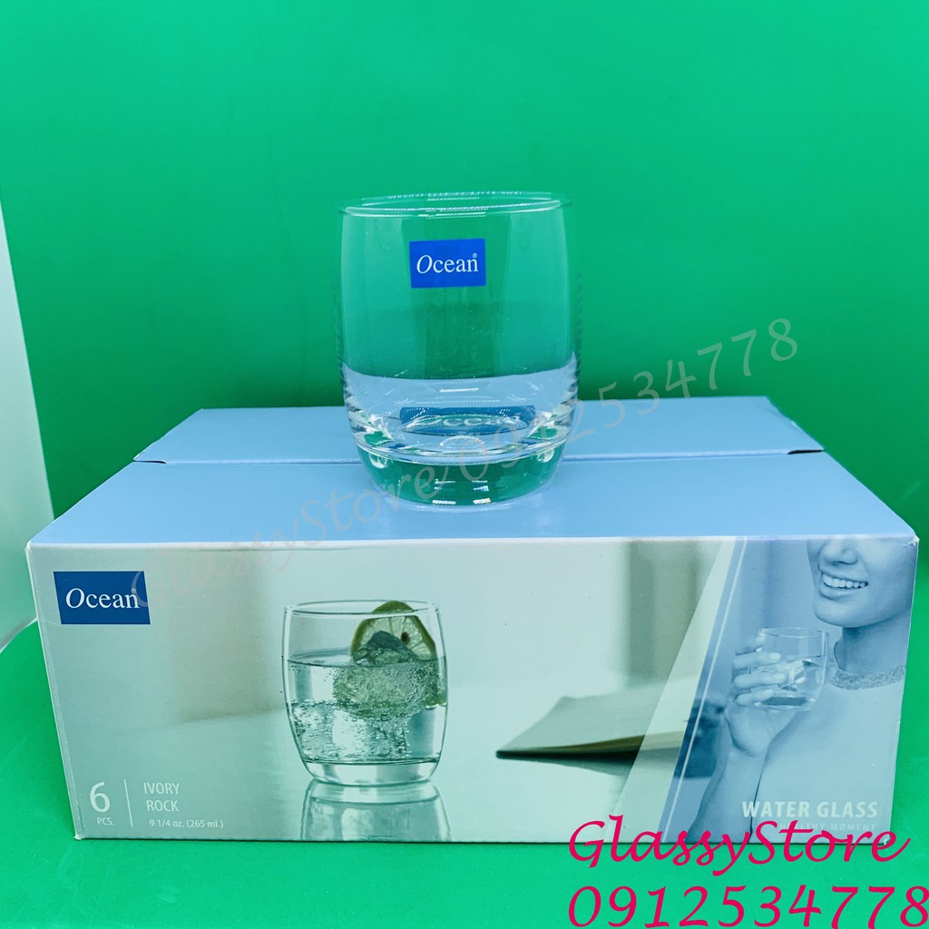 [HỘP 6 LY] Ly (cốc) thủy tinh Ocean Ivory Rock – B13009 – 265ml (Hàng nhập khẩu Thái Lan chính hãng)