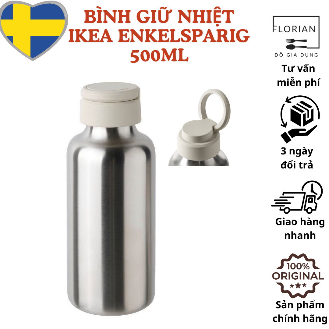 Bình đựng nước inox, bình đựng nước giữ nhiệt IKEA Enkelsparig 500ml