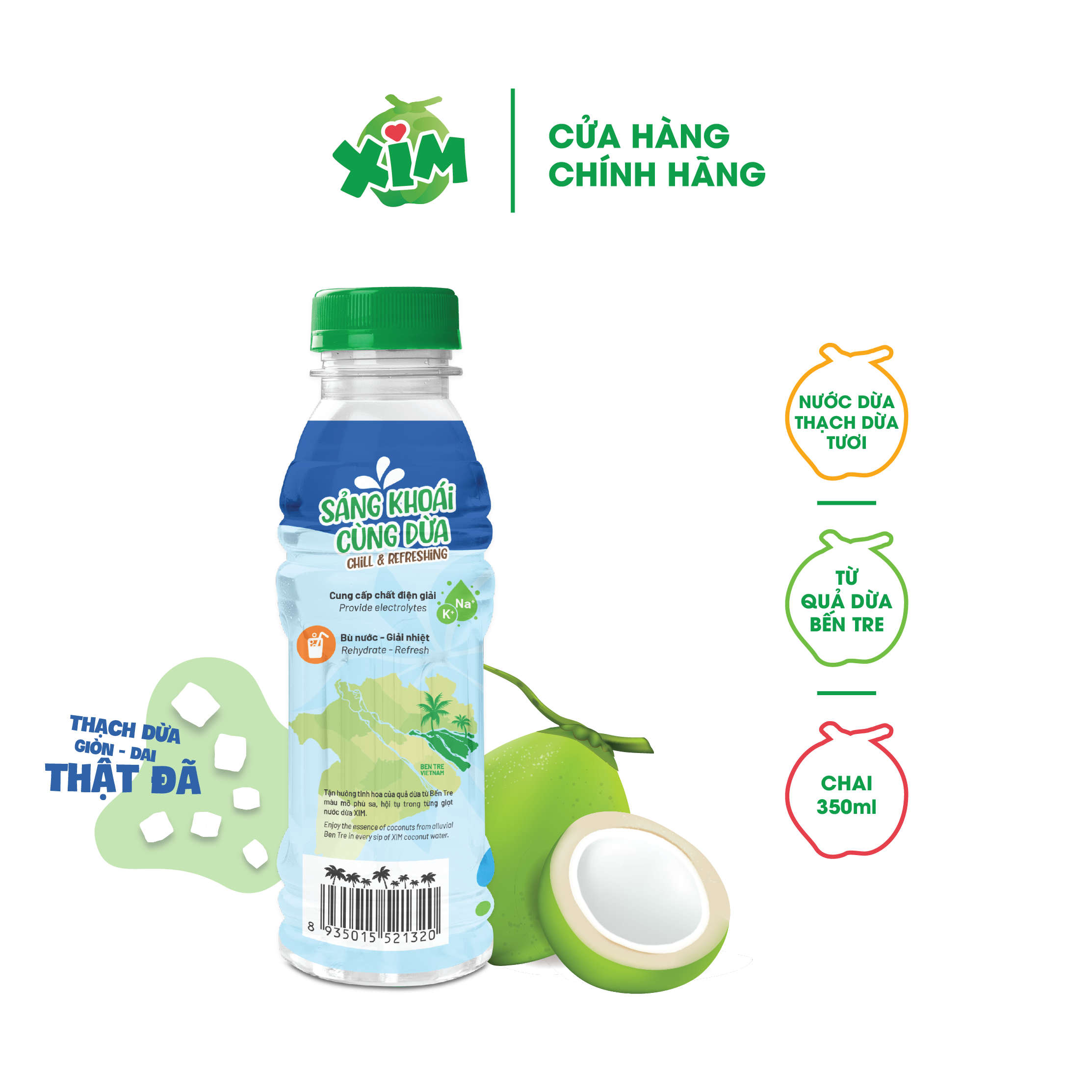 Nước dừa Xim thạch dừa tươi chai PET 350ml