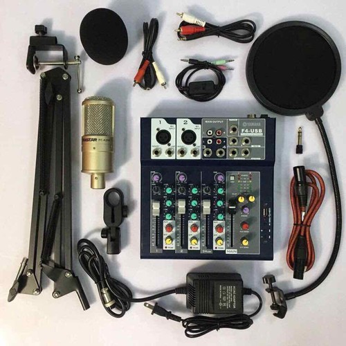 Combo Livestream Thu Âm Mixer F4 USB BLUETOOTH + Mic TAKSTAR PC K200 Chính Hãng Tặng Tai Nghe Nhét
