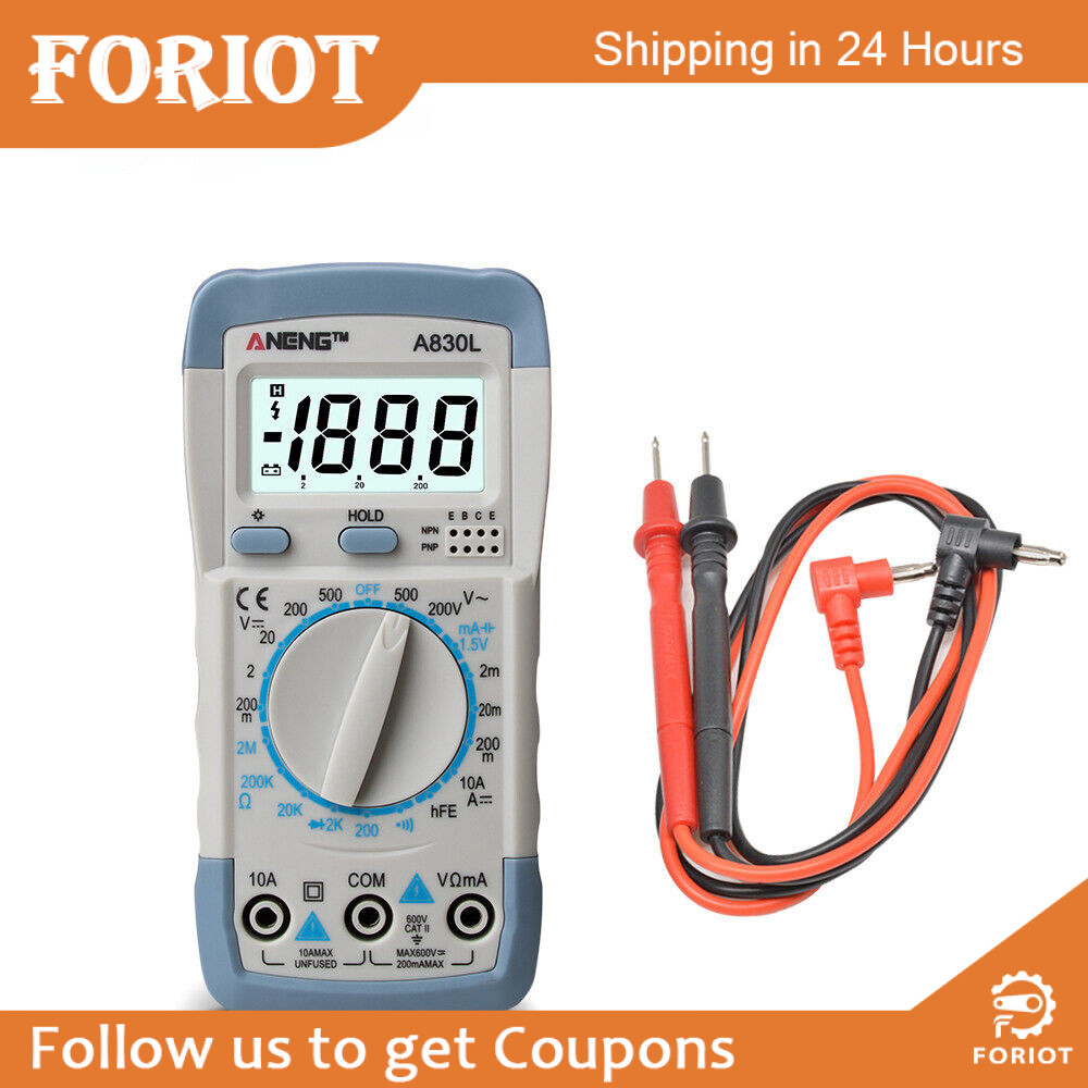 Foriot LCD Digital Multimeter A830L AC DC Voltage Diode Freguency Multitester Current Tester Luminous Display with Buzzer Function