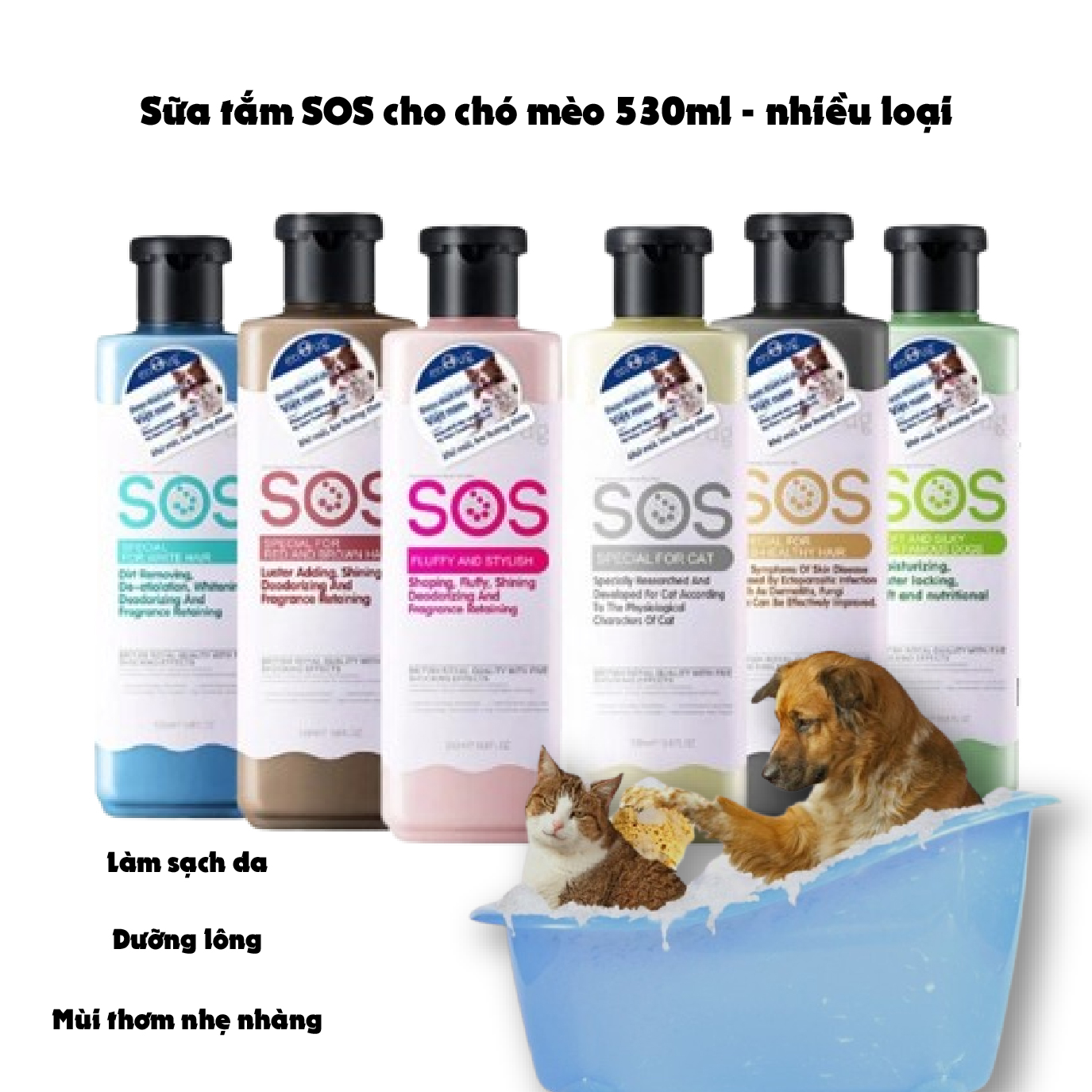 SOS enoug dog cat shower gel 530ml- Ky nam company