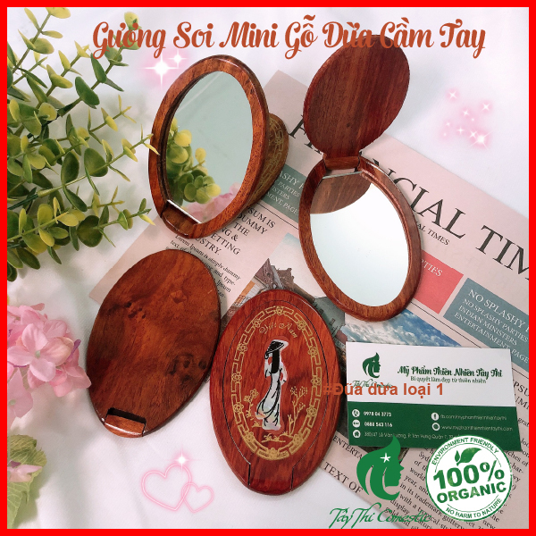 Gương Soi Mini Gỗ Dừa Cầm Tay