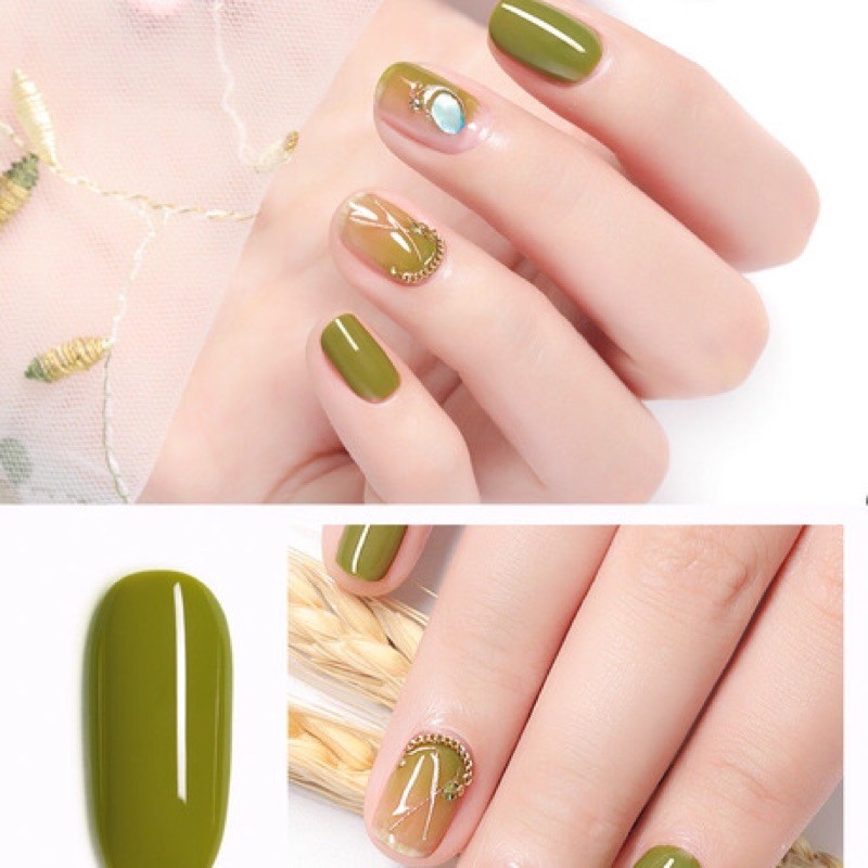 Tổng hợp những mẫu nail màu xanh rêu đẹp ấn tượng HOT