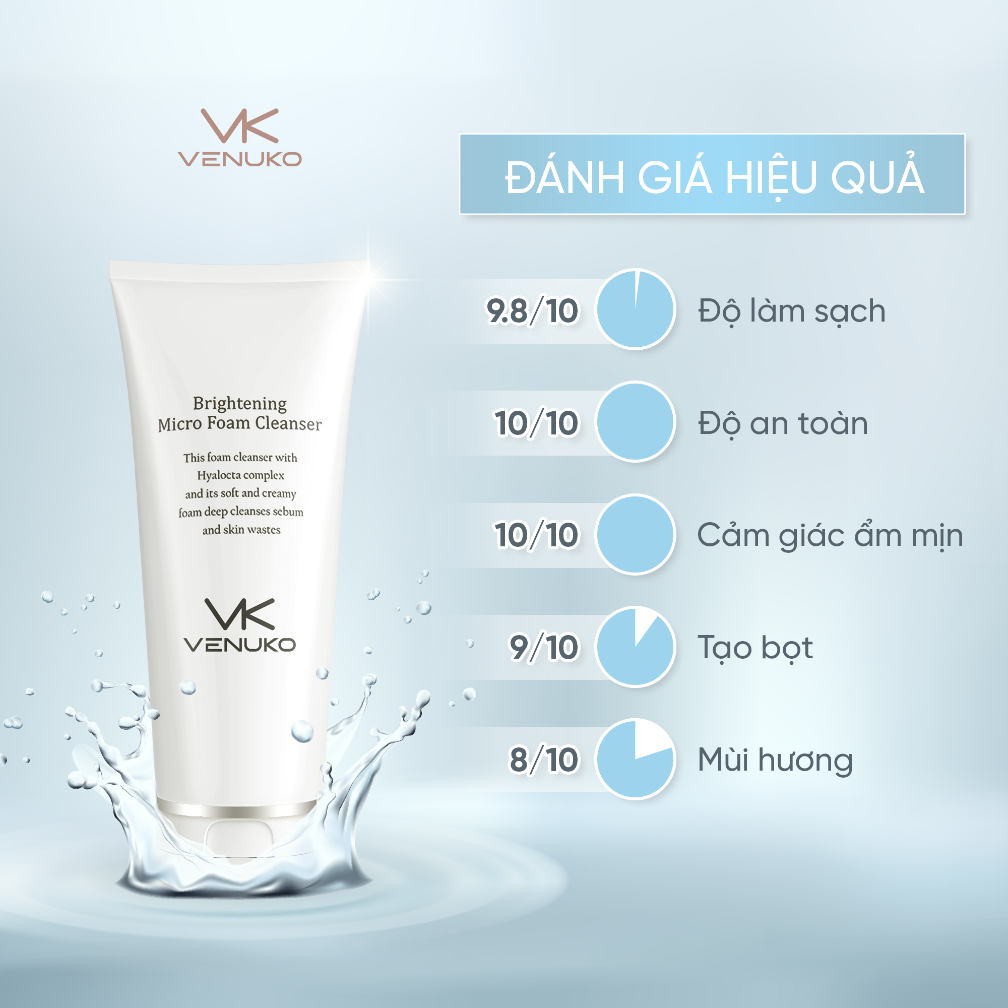 Sửa rửa mặt dưỡng trắng tạo bọt Venuko 150ml