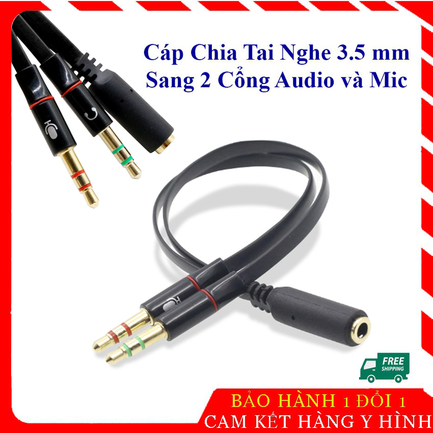 Laptop 3.5 headphone to audio & mic jack splitter cable 3.5mm