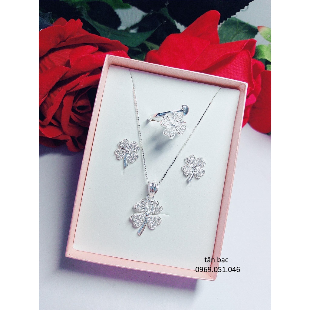 Bộ trang sức bạc cao cấp , bạc chuẩn, sáng , đính đá lấp lánh