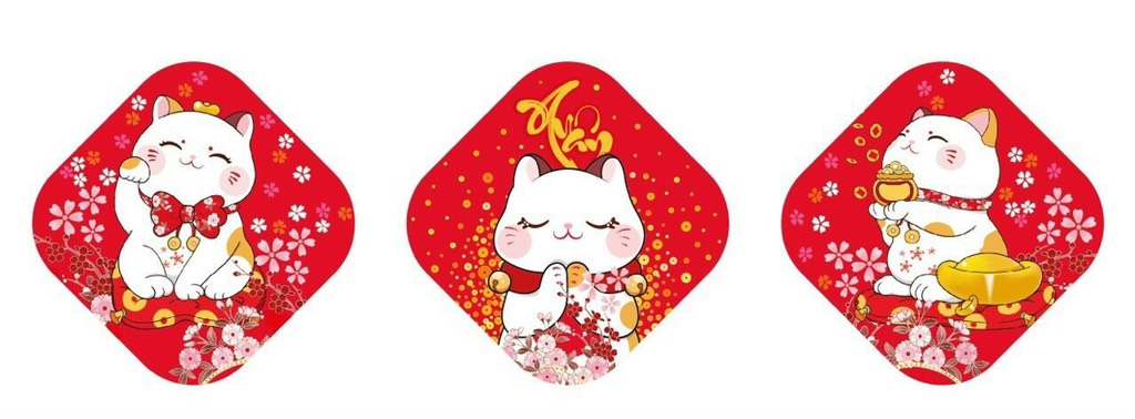 Sét tem mèo may mắn